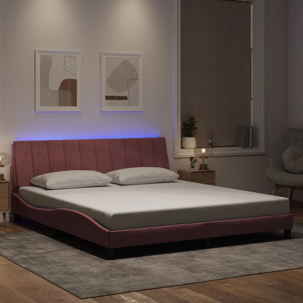 vidaXL Bedframe met LED zonder matras "Hanko" fluweel lichtgrijs 80x200 cm