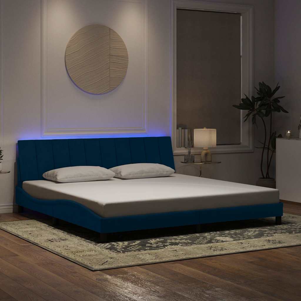 vidaXL Bedframe met LED zonder matras "Hanko" fluweel lichtgrijs 80x200 cm