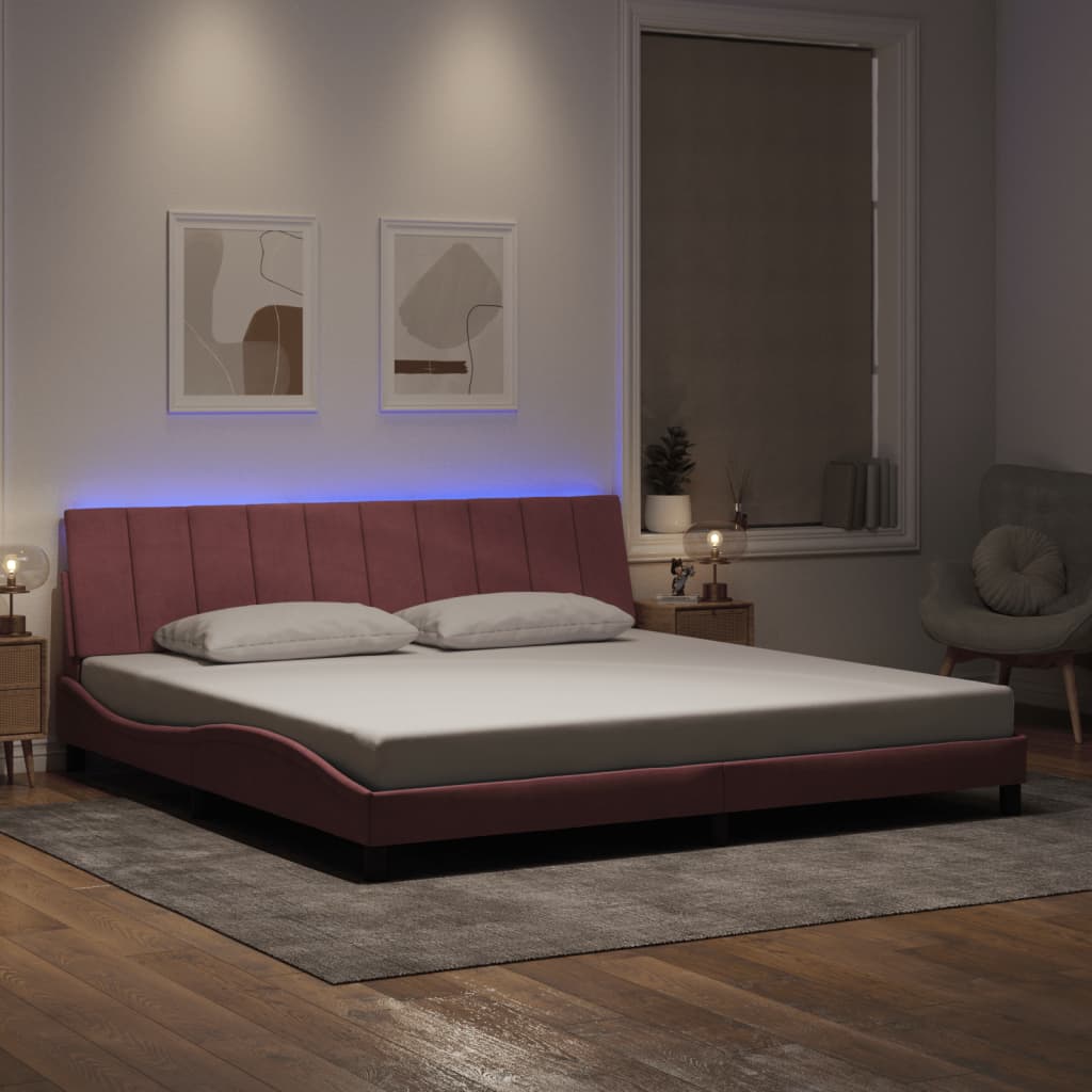vidaXL Bedframe met LED zonder matras "Hanko" fluweel lichtgrijs 80x200 cm