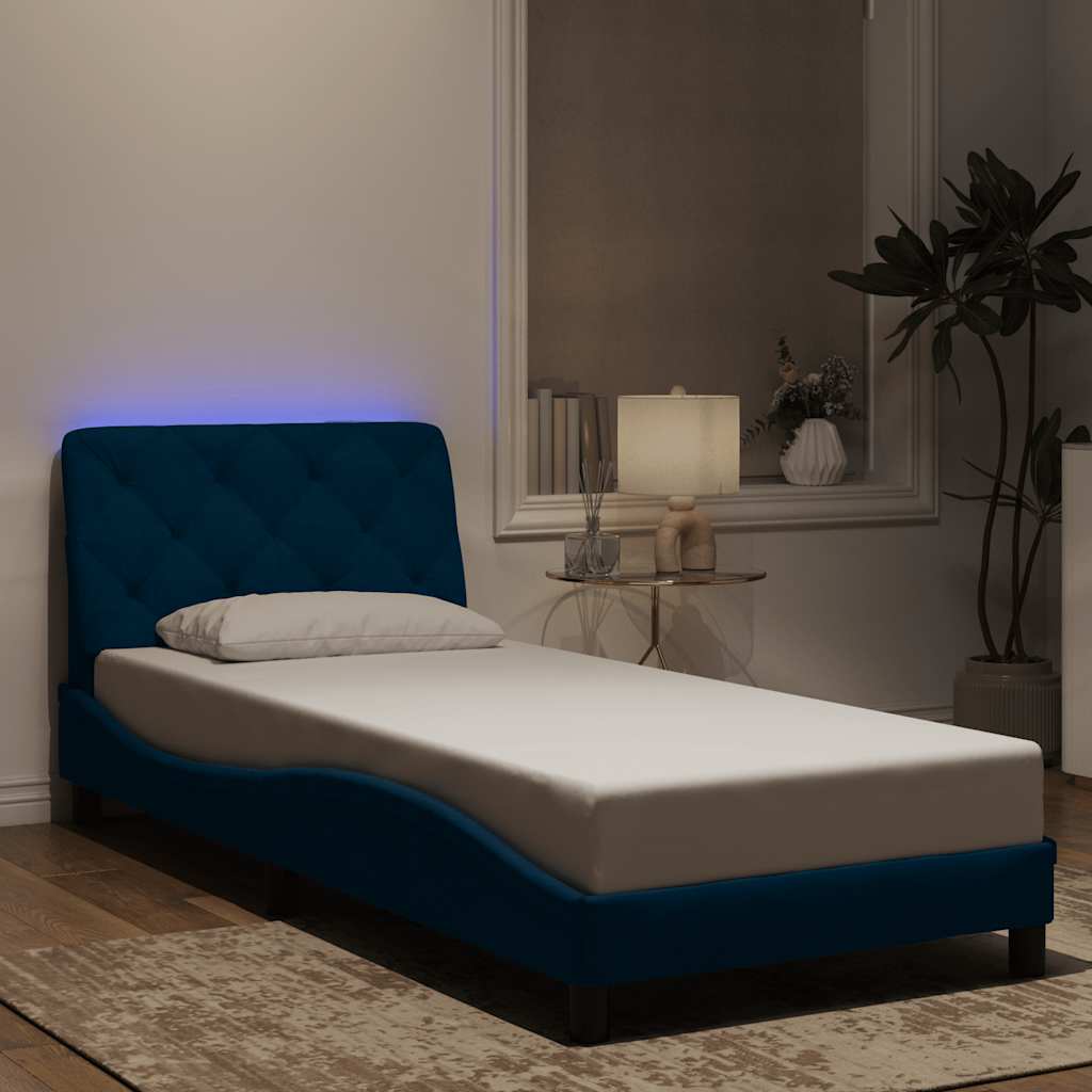 vidaXL Bedframe met LED zonder matras fluweel lichtgrijs 80x200 cm