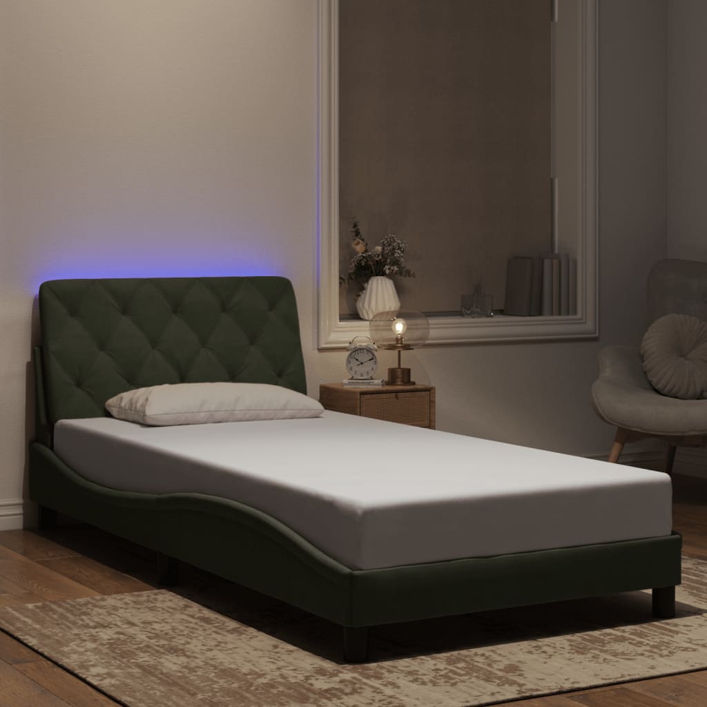 vidaXL Bedframe met LED zonder matras fluweel lichtgrijs 80x200 cm