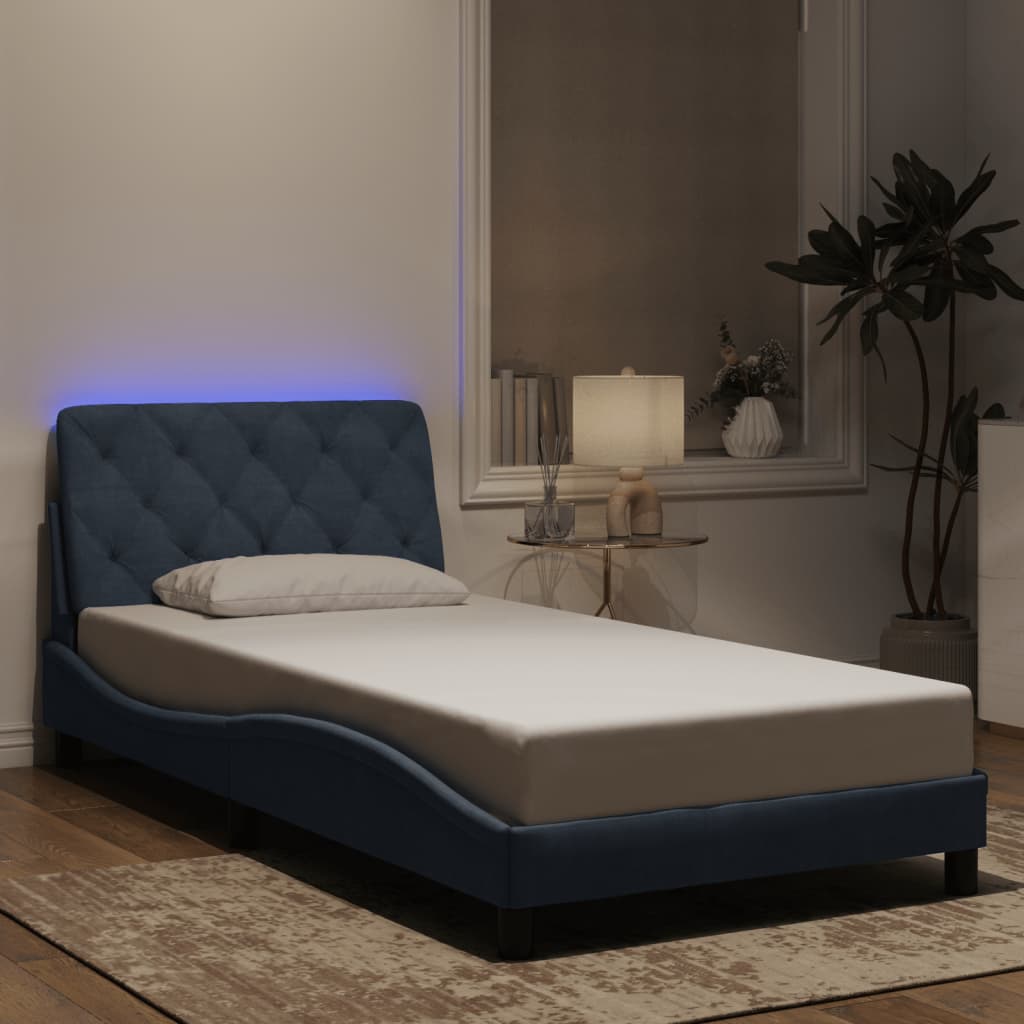 vidaXL Bedframe met LED zonder matras fluweel lichtgrijs 80x200 cm