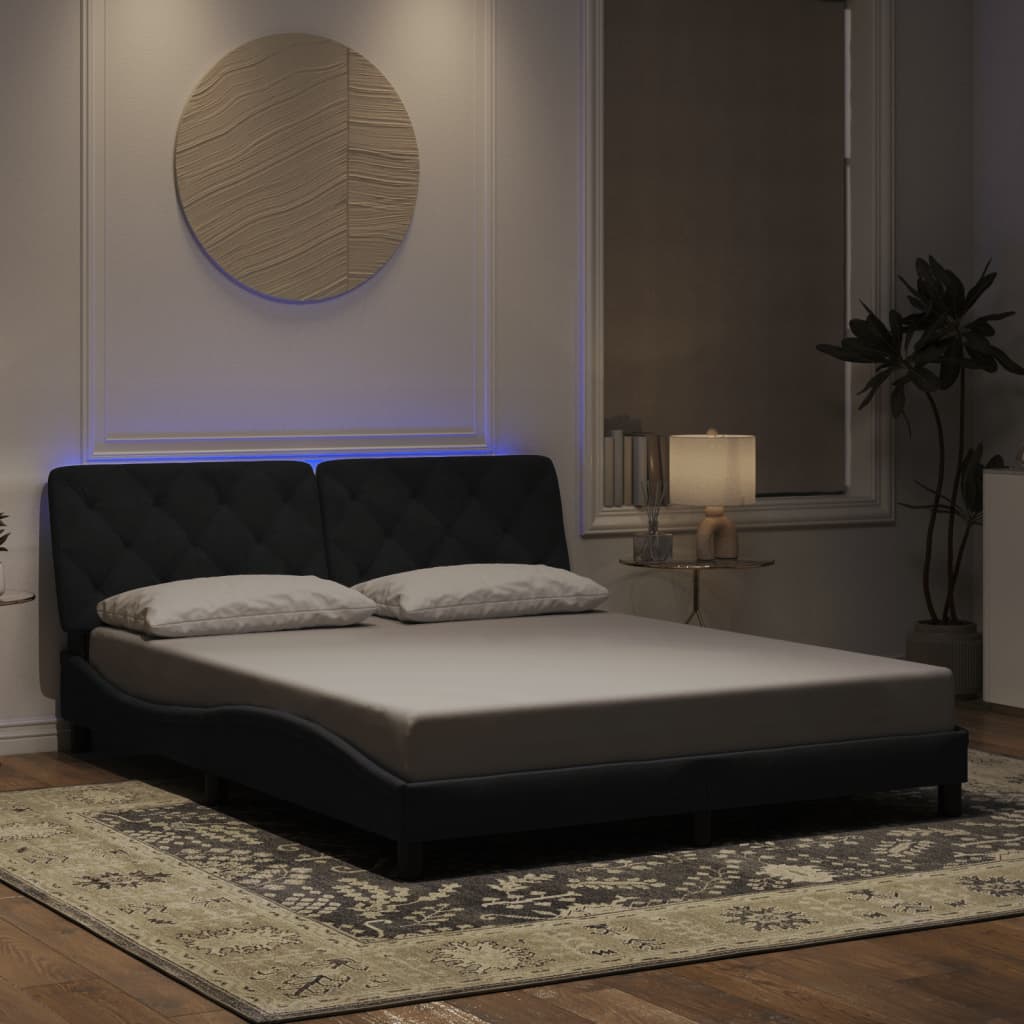 vidaXL Bedframe met LED zonder matras fluweel lichtgrijs 80x200 cm