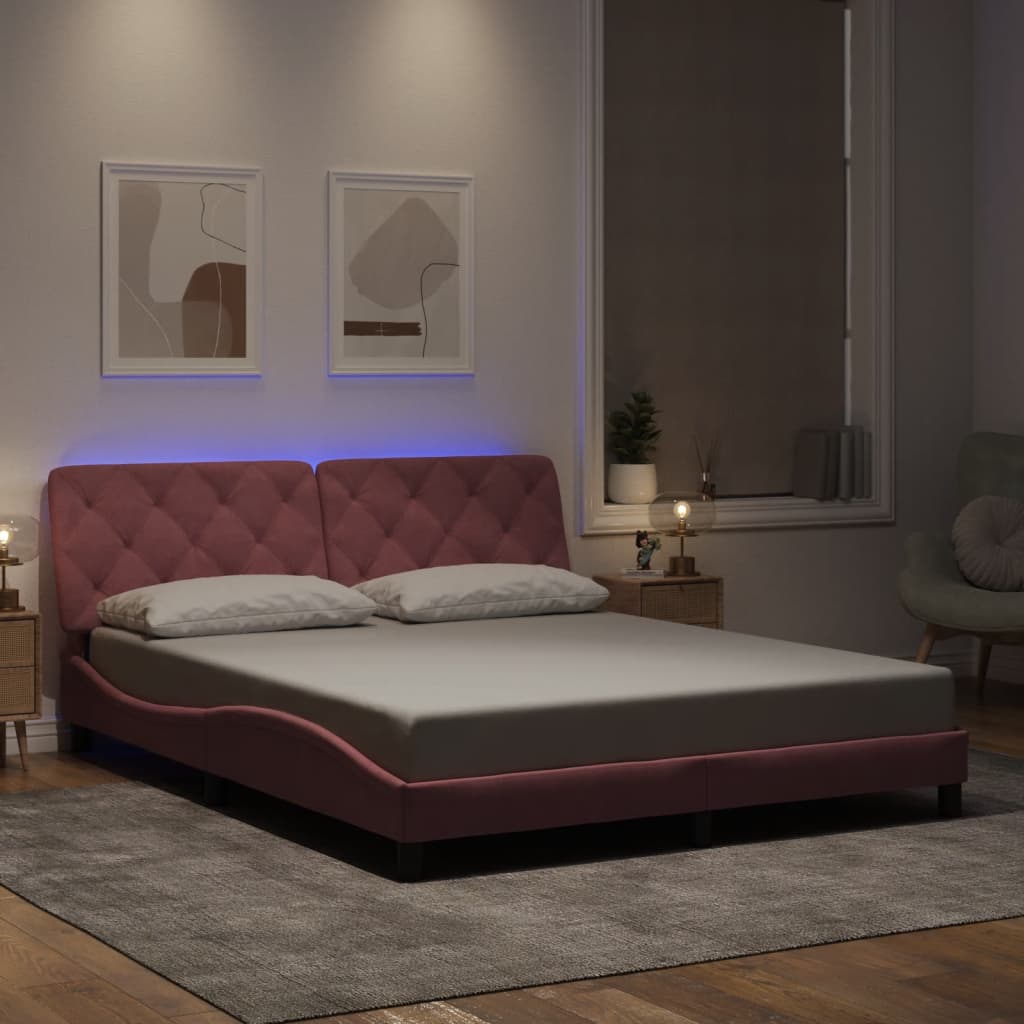 vidaXL Bedframe met LED zonder matras fluweel lichtgrijs 80x200 cm