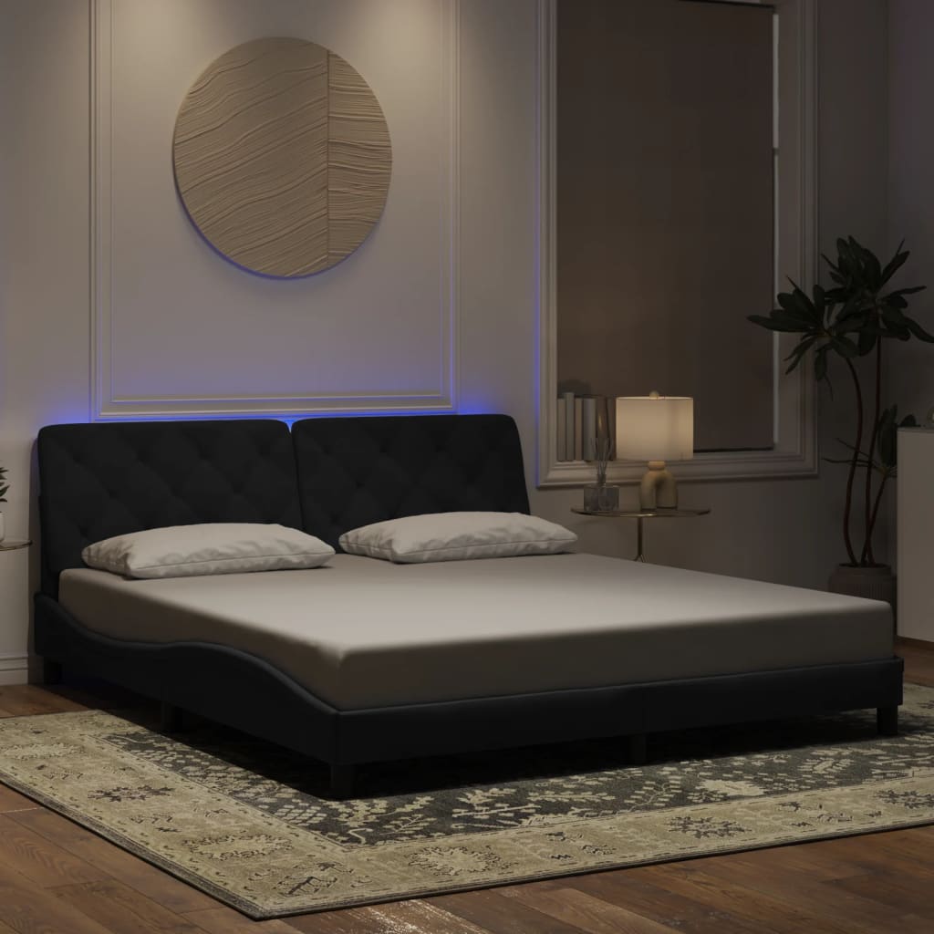 vidaXL Bedframe met LED zonder matras fluweel lichtgrijs 80x200 cm