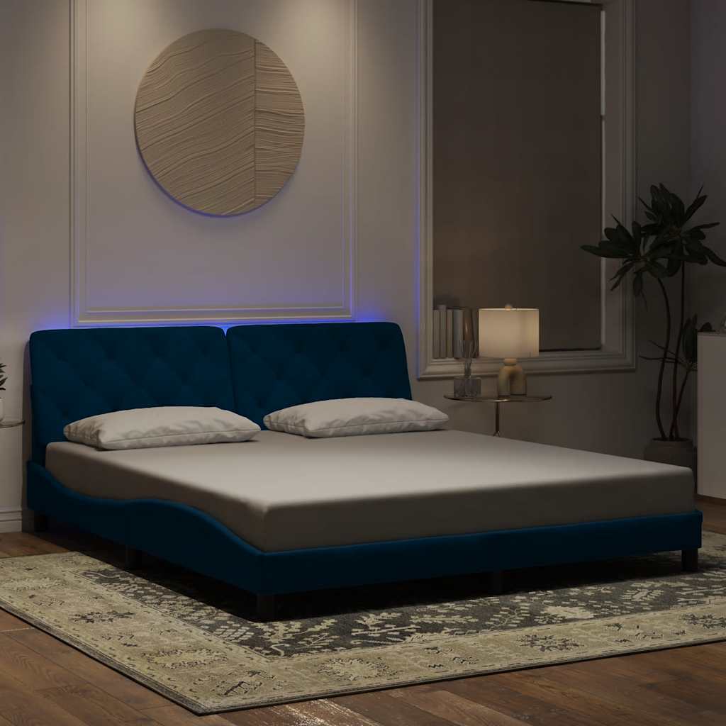 vidaXL Bedframe met LED zonder matras fluweel lichtgrijs 80x200 cm