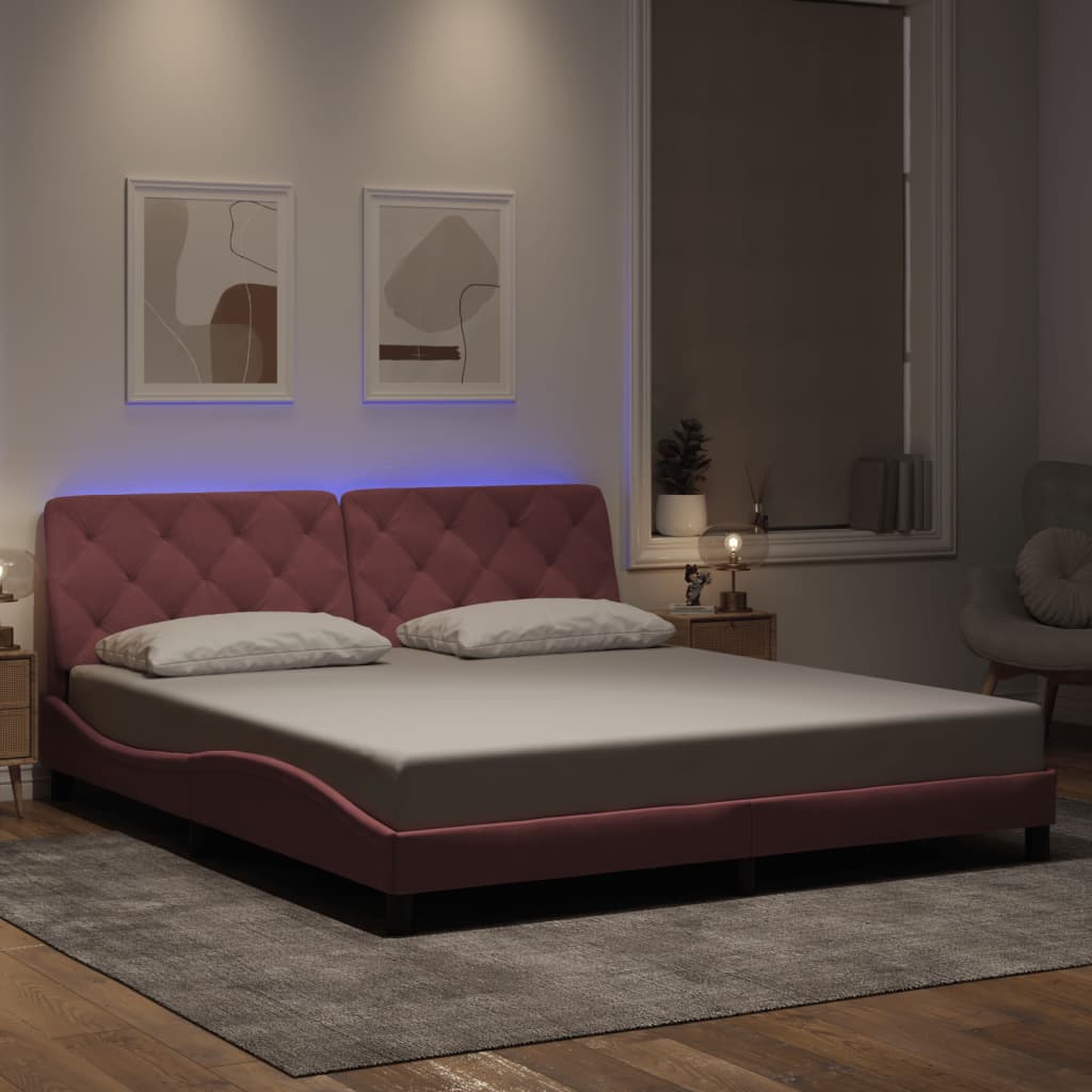 vidaXL Bedframe met LED zonder matras fluweel lichtgrijs 80x200 cm