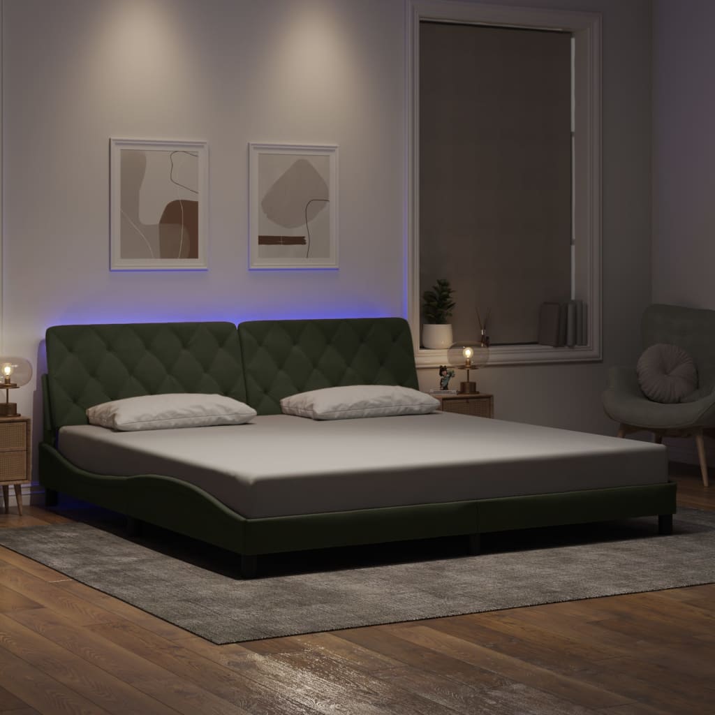 vidaXL Bedframe met LED zonder matras fluweel lichtgrijs 80x200 cm