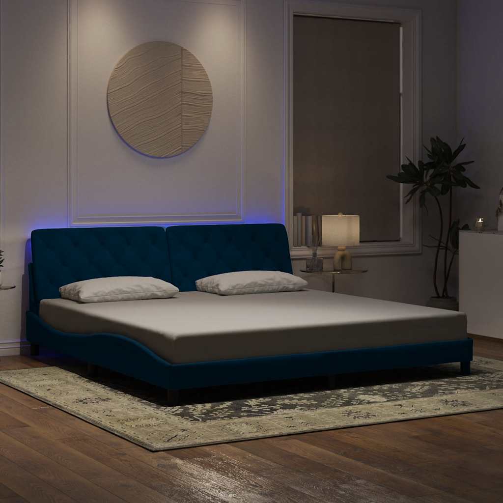 vidaXL Bedframe met LED zonder matras fluweel lichtgrijs 80x200 cm