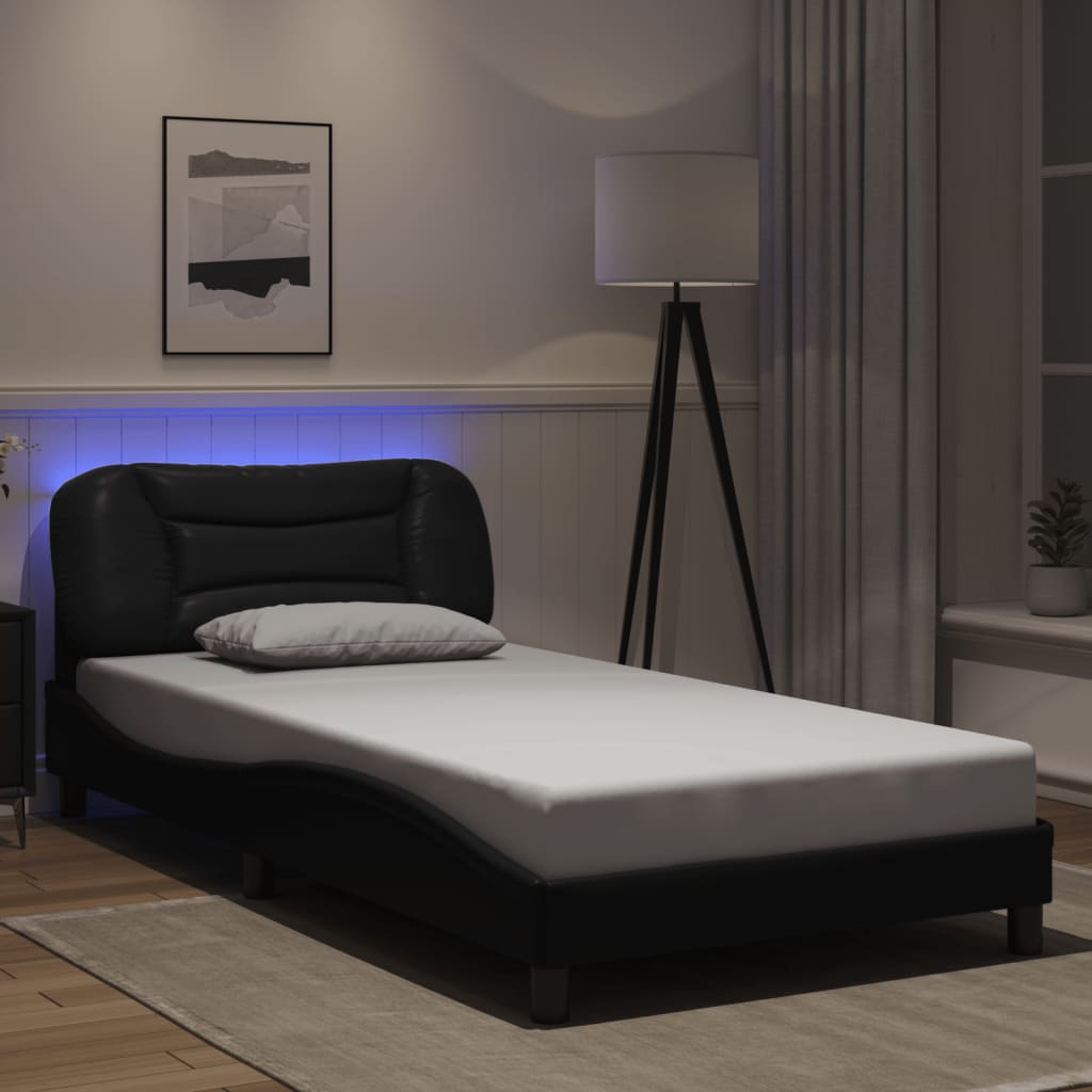 vidaXL Bedframe met LED zonder matras "Hvar" zwart 80x200 cm