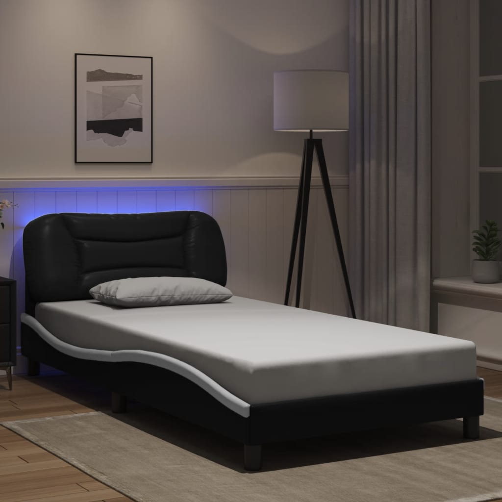 vidaXL Bedframe met LED zonder matras "Hvar" zwart 80x200 cm