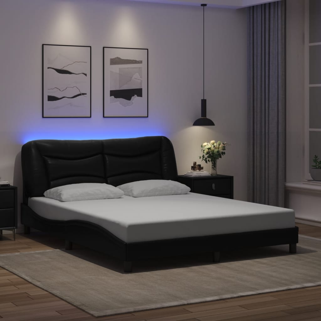 vidaXL Bedframe met LED zonder matras "Hvar" zwart 80x200 cm