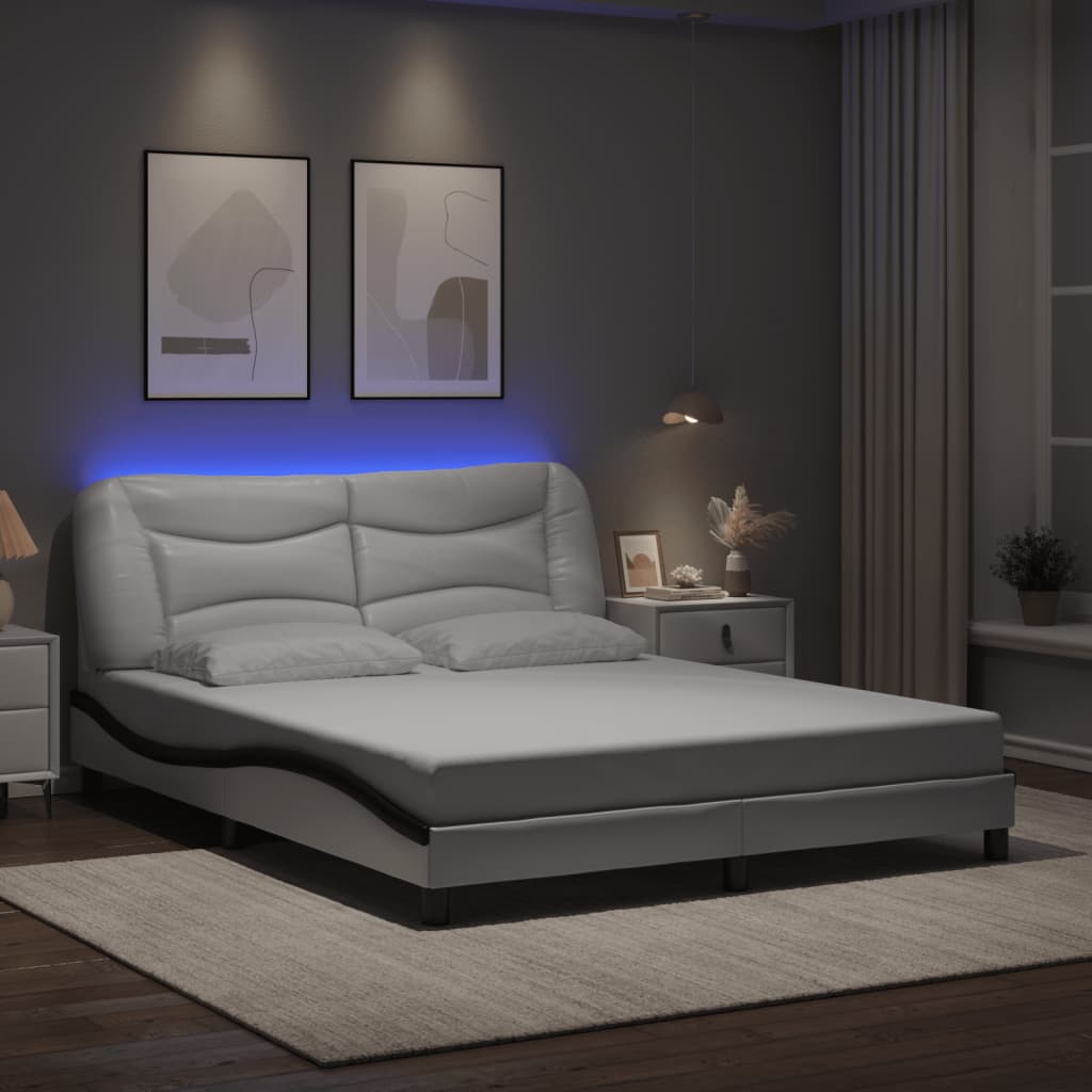 vidaXL Bedframe met LED zonder matras "Hvar" zwart 80x200 cm