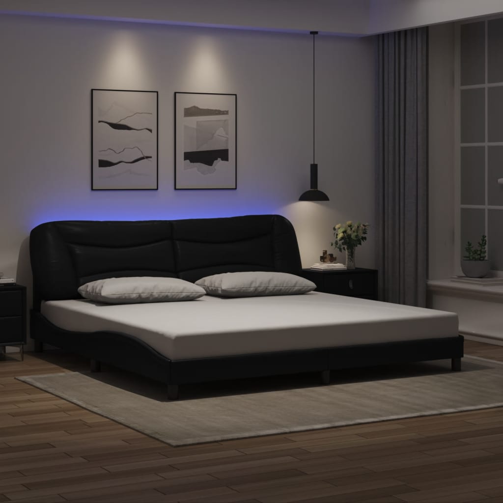 vidaXL Bedframe met LED zonder matras "Hvar" zwart 80x200 cm