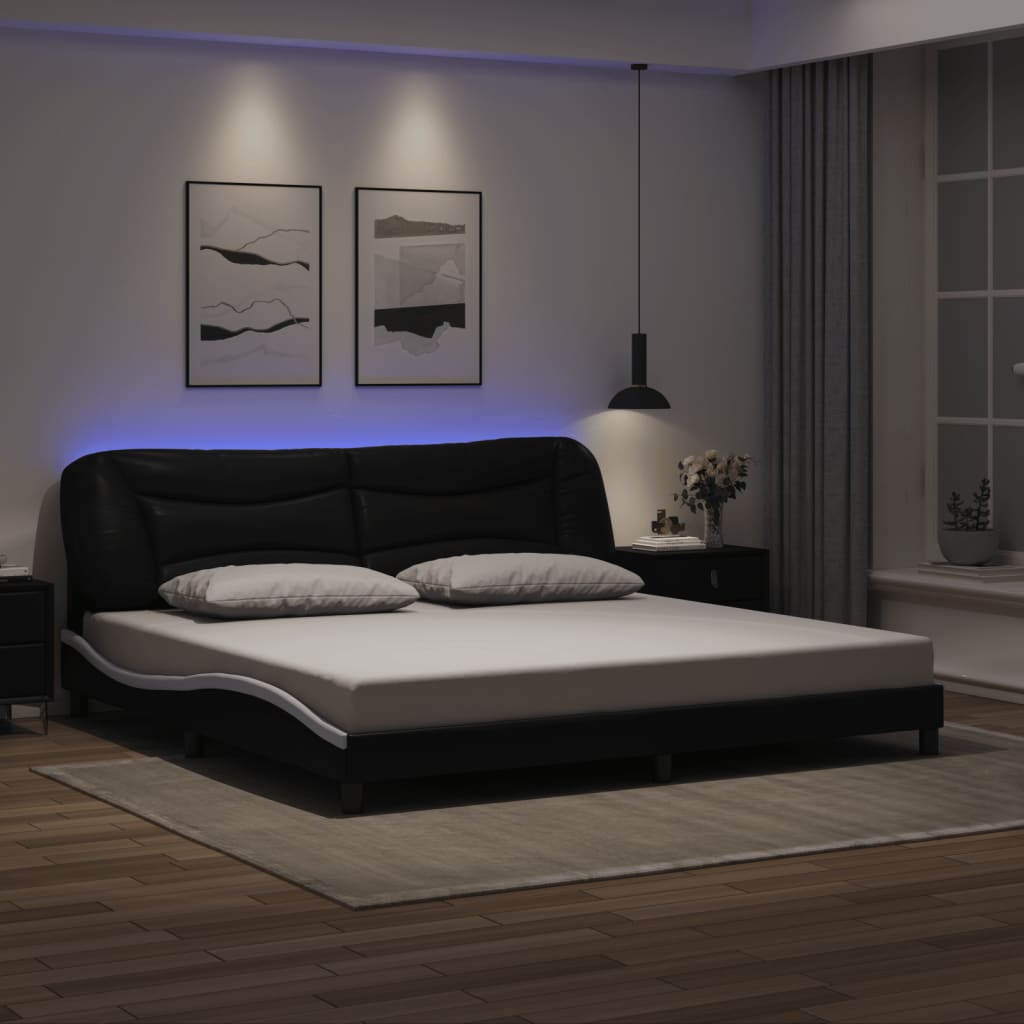 vidaXL Bedframe met LED zonder matras "Hvar" zwart 80x200 cm
