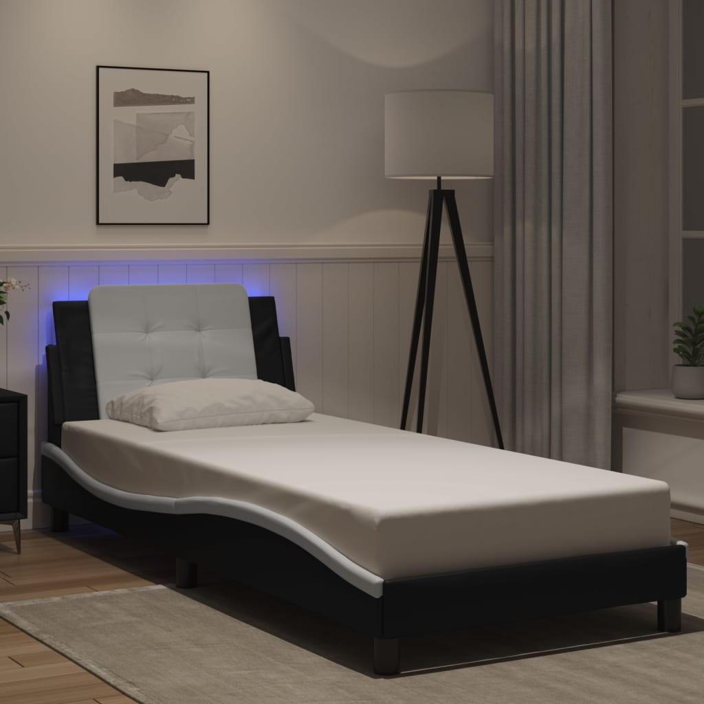 vidaXL Bedframe met LED zonder matras "Zadar" zwart 80x200 cm