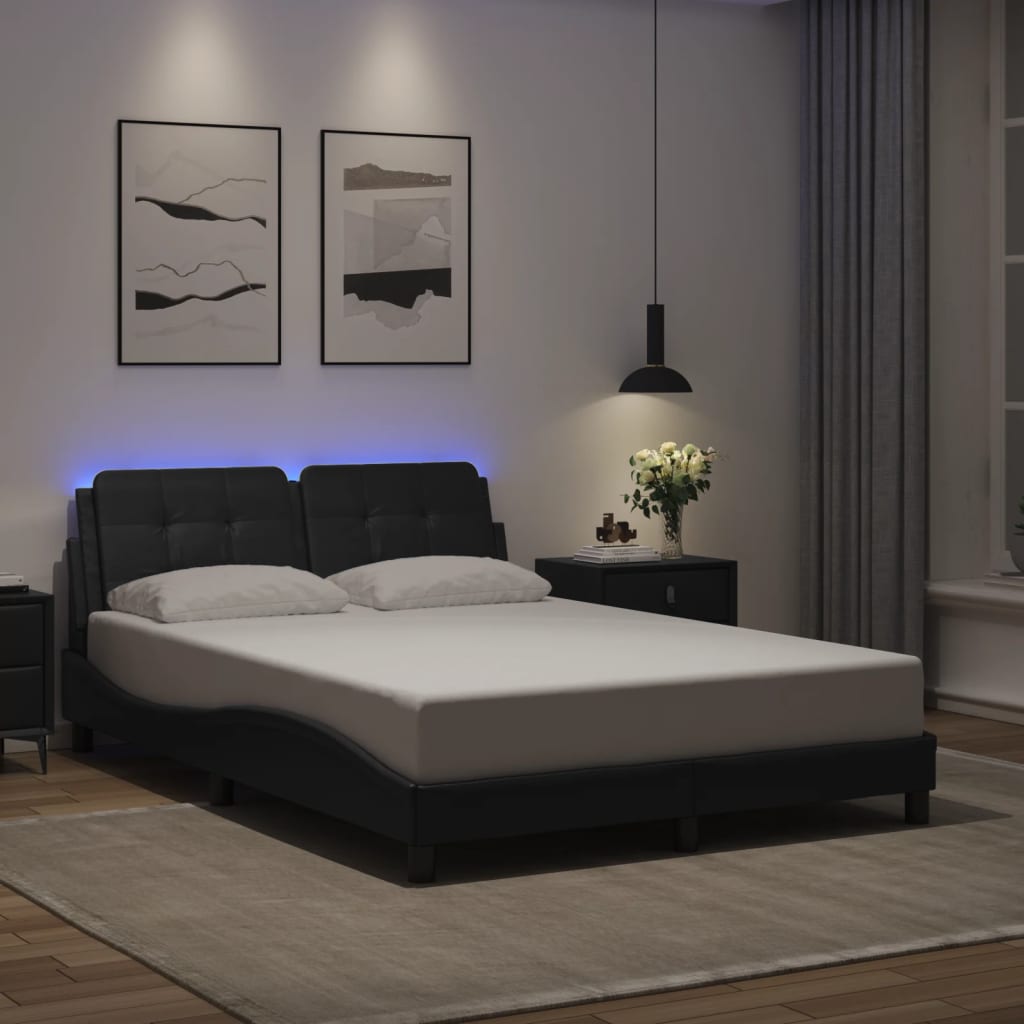 vidaXL Bedframe met LED zonder matras "Zadar" zwart 80x200 cm