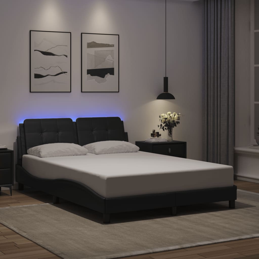 vidaXL Bedframe met LED zonder matras "Zadar" zwart 80x200 cm