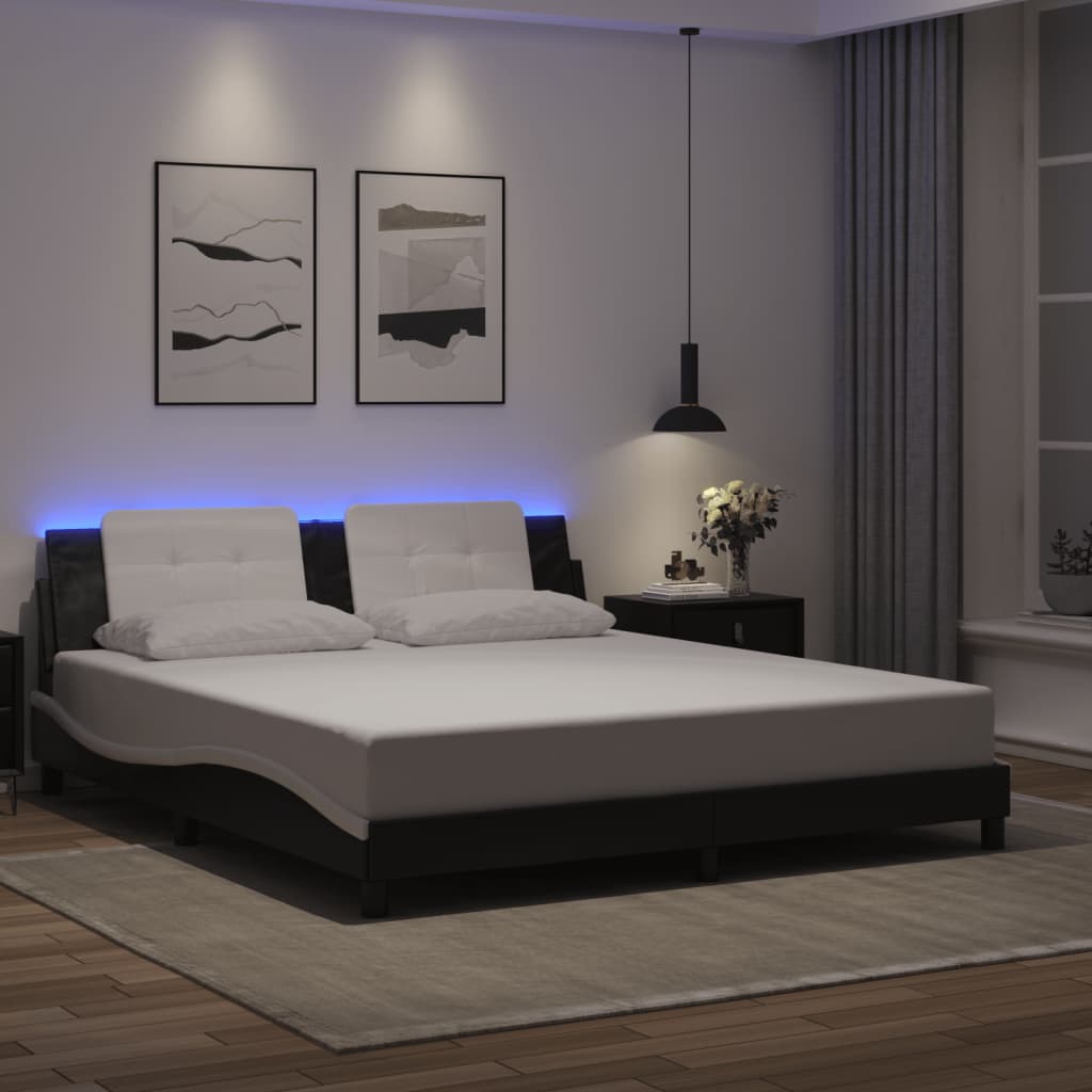 vidaXL Bedframe met LED zonder matras "Zadar" zwart 80x200 cm