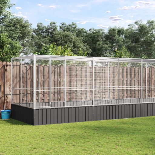 vidaXL Volière 210,5x107x212 m staal zilverkleurig