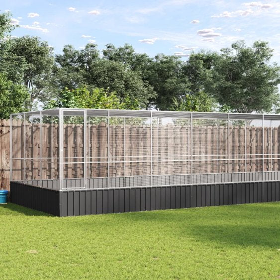 vidaXL Volière 210,5x107x212 m staal zilverkleurig