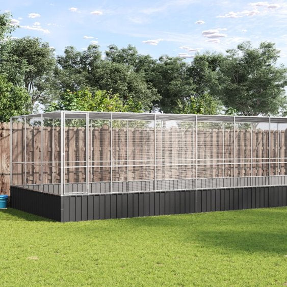 vidaXL Volière 210,5x107x212 m staal zilverkleurig