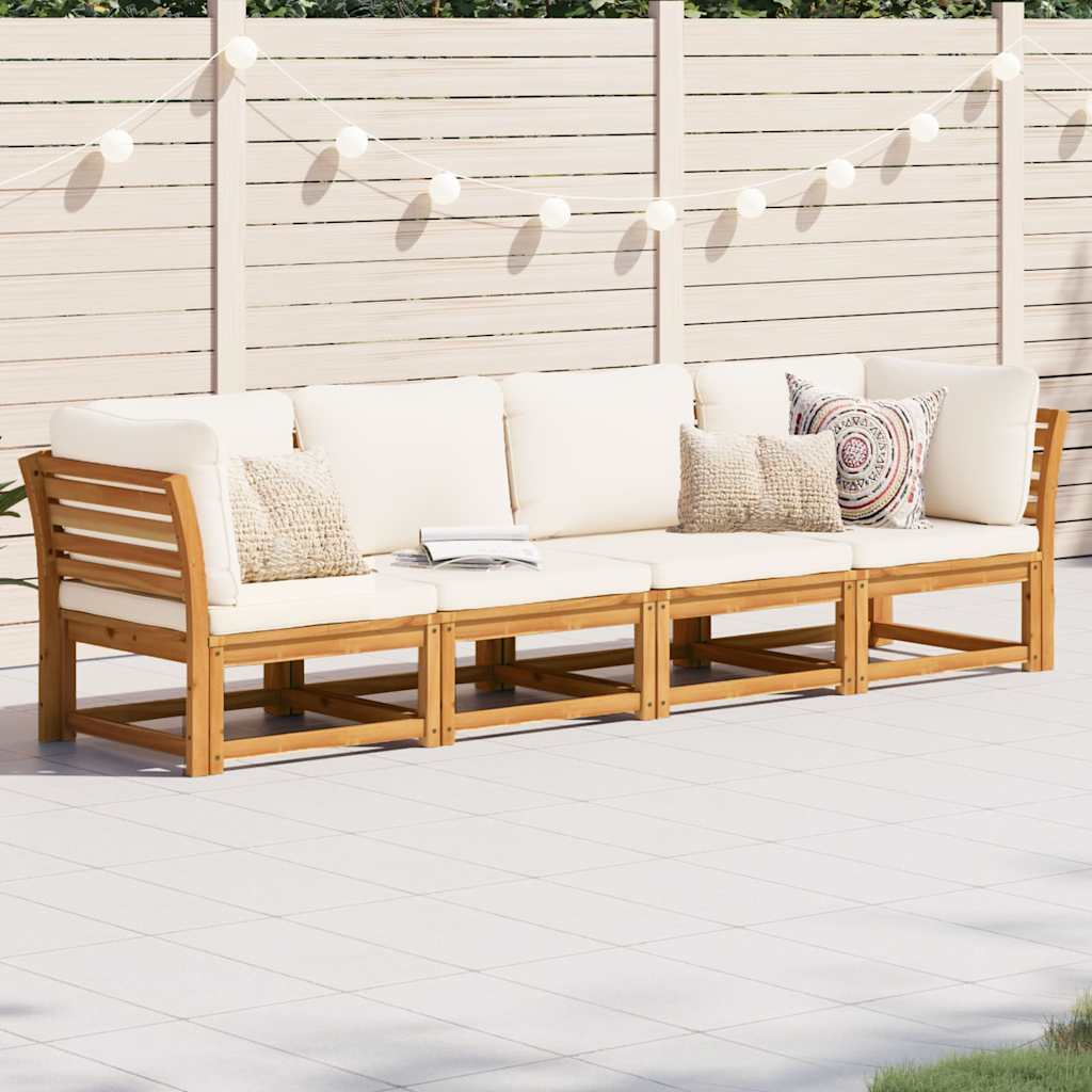 vidaXL 6-delige Loungeset met kussens massief acaciahout