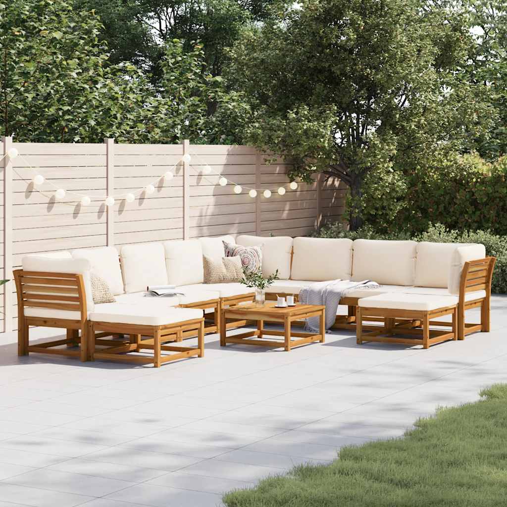 vidaXL 6-delige Loungeset met kussens massief acaciahout