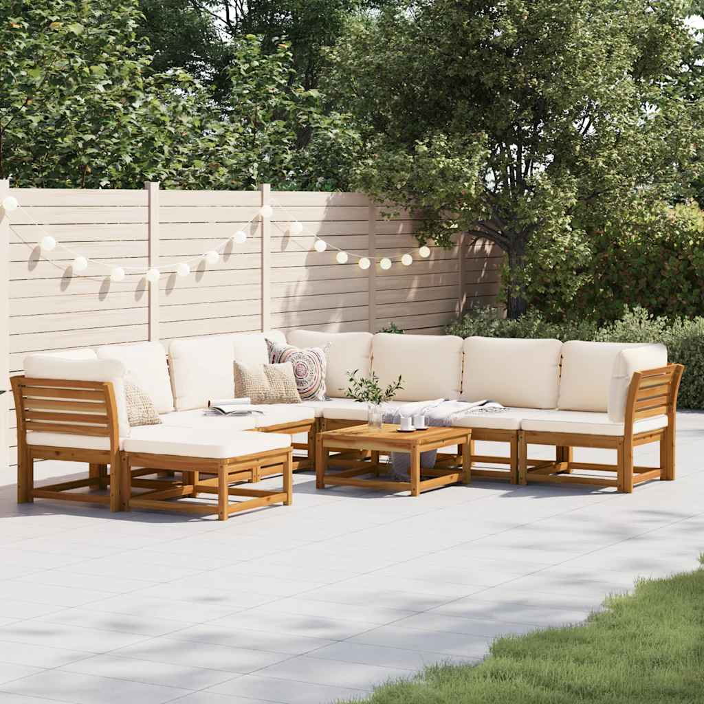 vidaXL 6-delige Loungeset met kussens massief acaciahout