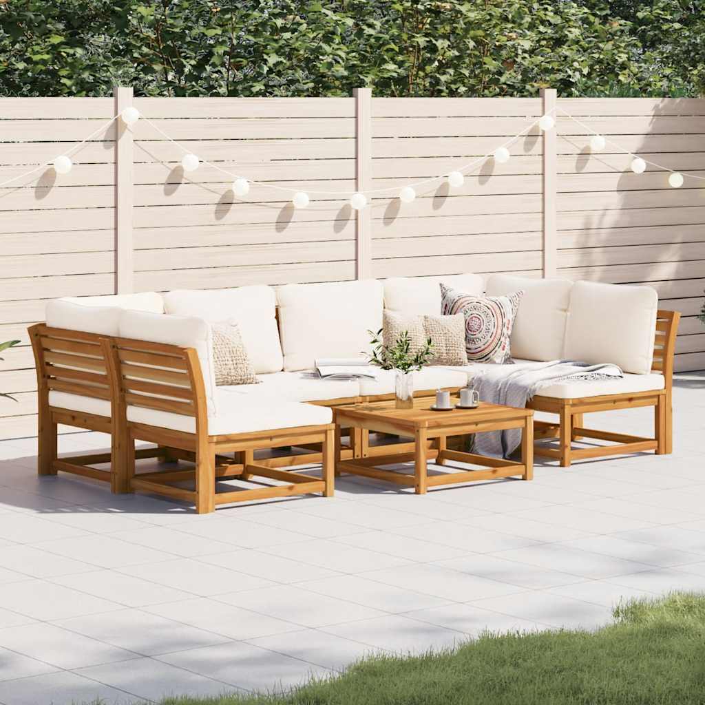 vidaXL 6-delige Loungeset met kussens massief acaciahout