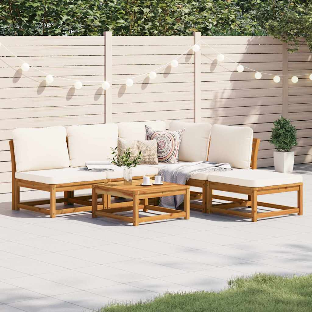 vidaXL 6-delige Loungeset met kussens massief acaciahout