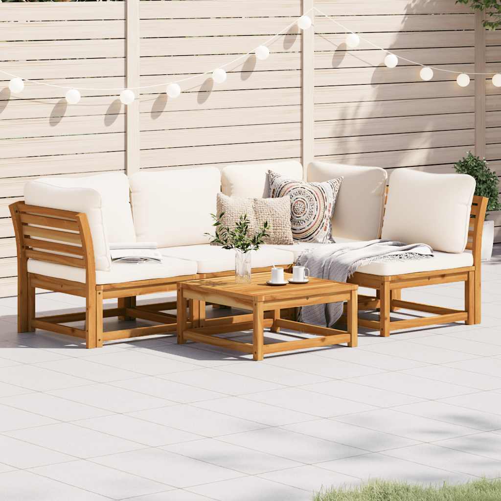 vidaXL 6-delige Loungeset met kussens massief acaciahout