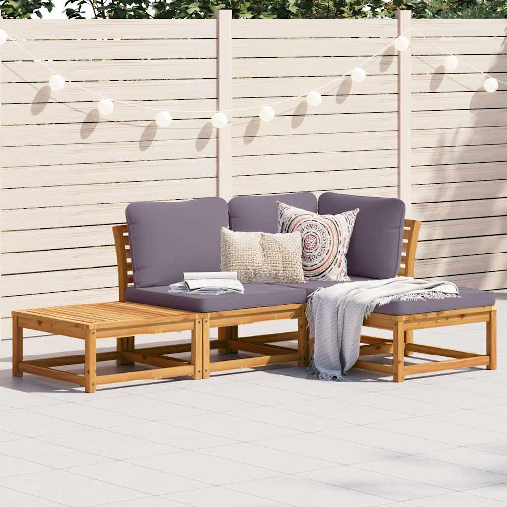 vidaXL 6-delige Loungeset met kussens massief acaciahout