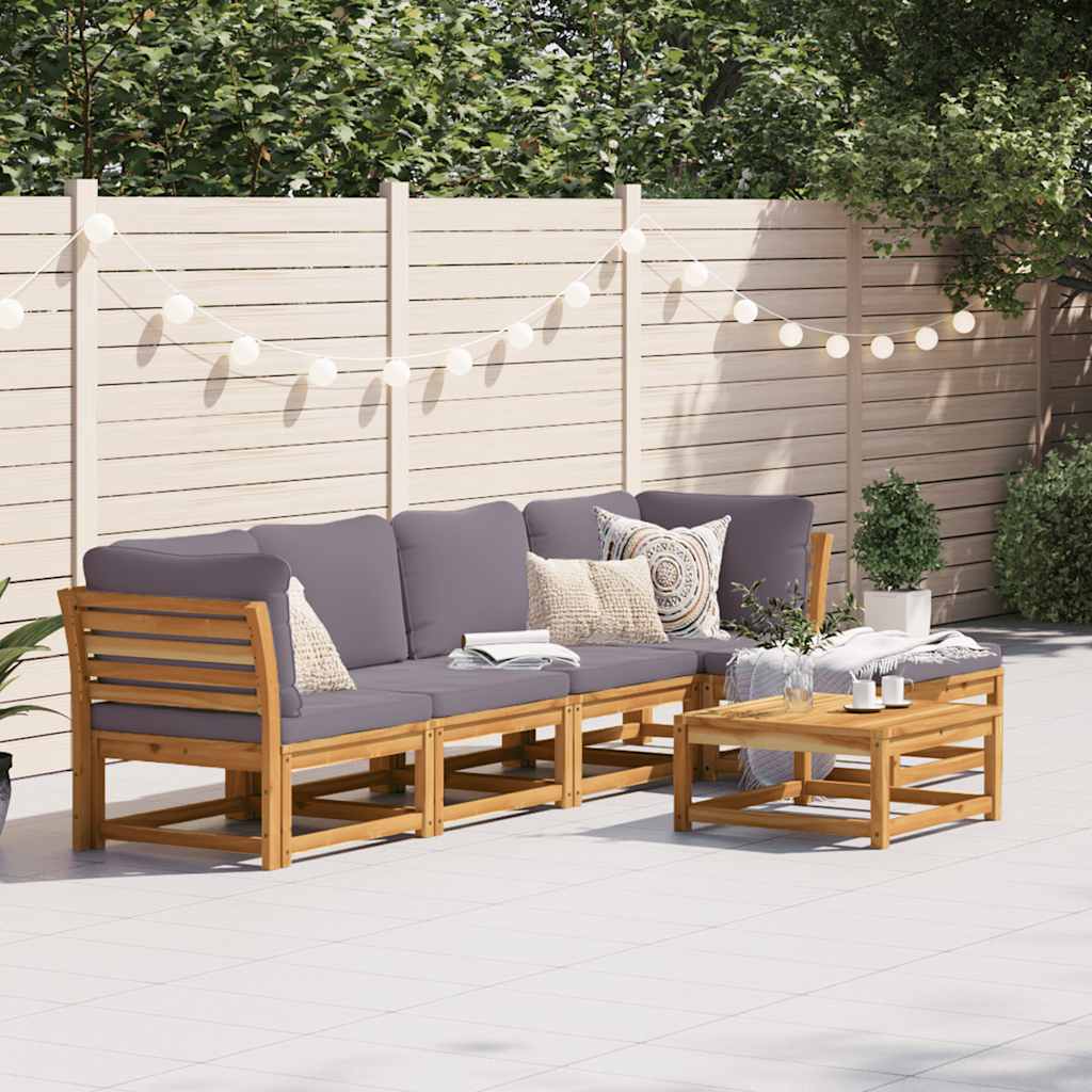 vidaXL 6-delige Loungeset met kussens massief acaciahout