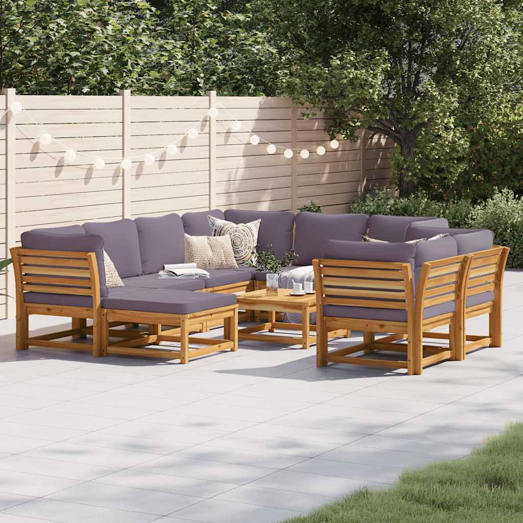 vidaXL 6-delige Loungeset met kussens massief acaciahout