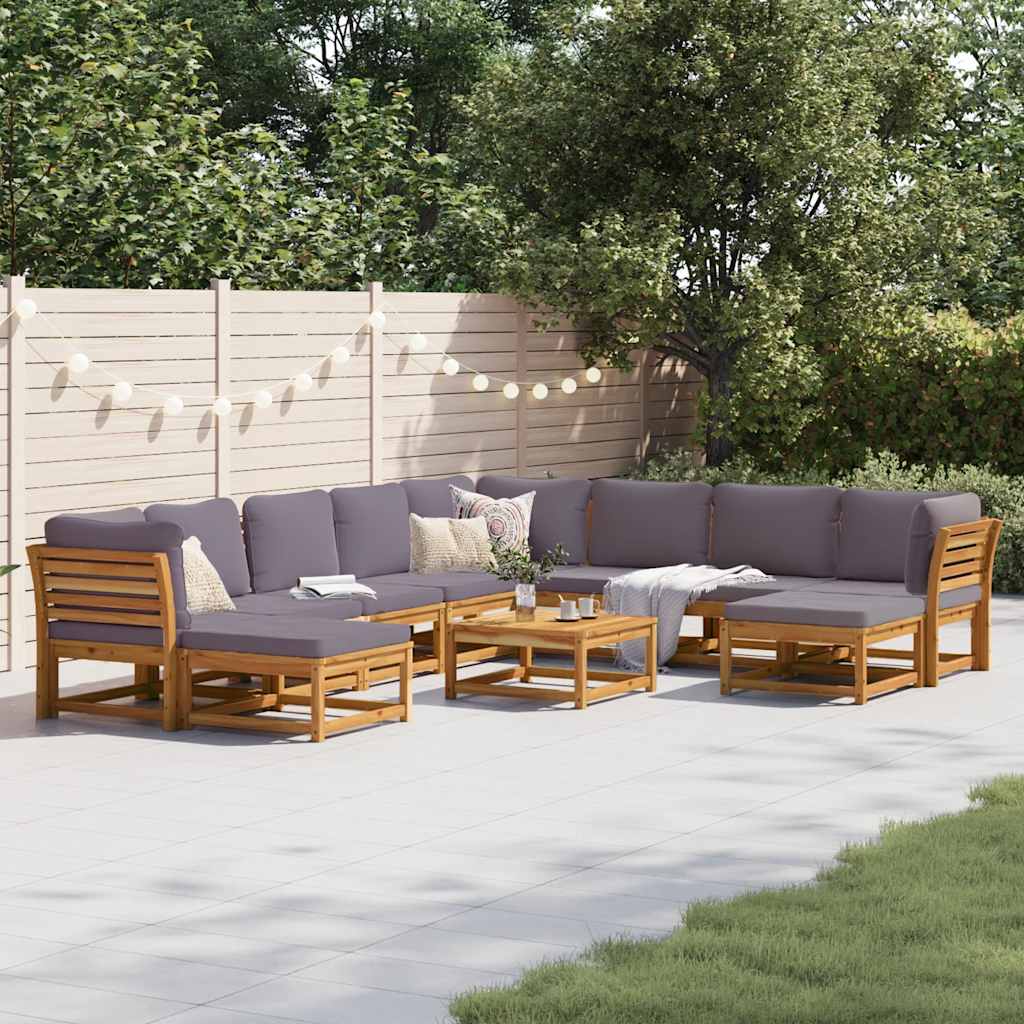 vidaXL 6-delige Loungeset met kussens massief acaciahout