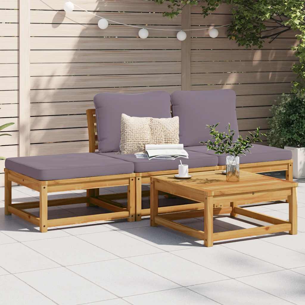 vidaXL 6-delige Loungeset met kussens massief acaciahout