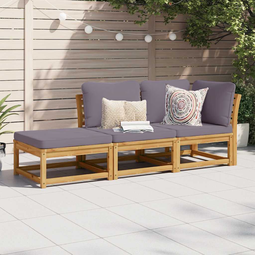 vidaXL 6-delige Loungeset met kussens massief acaciahout