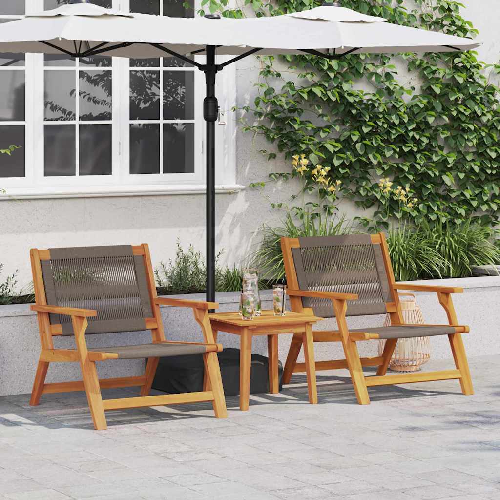 vidaXL Tuinstoelen met Tafel 3 pcs Zwart Massief Acacia Hout