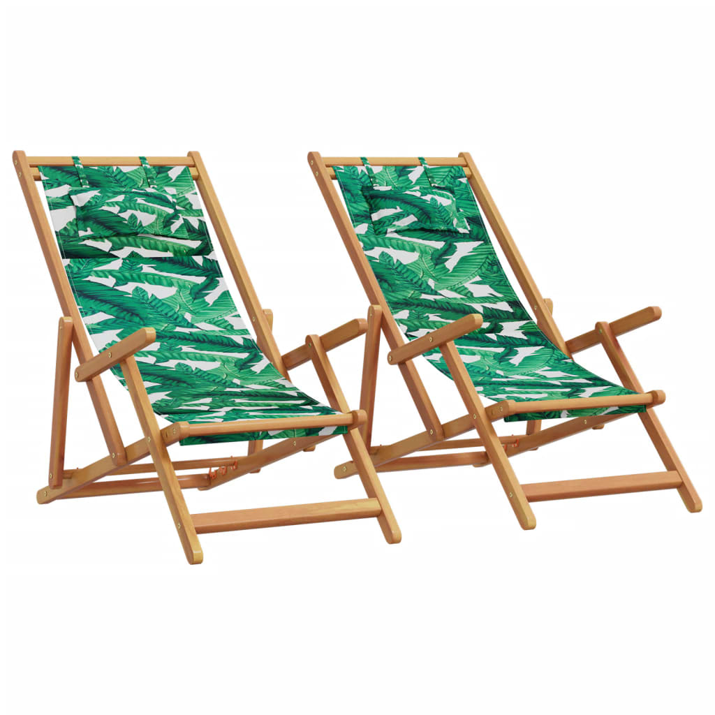 vidaXL Strandstoel inklapbaar massief eucalyptusout en stof crème