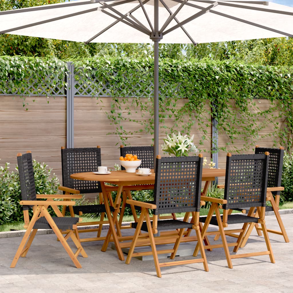 vidaXL Tuinstoelen 4 st verstelbaar poly rattan en massief hout zwart