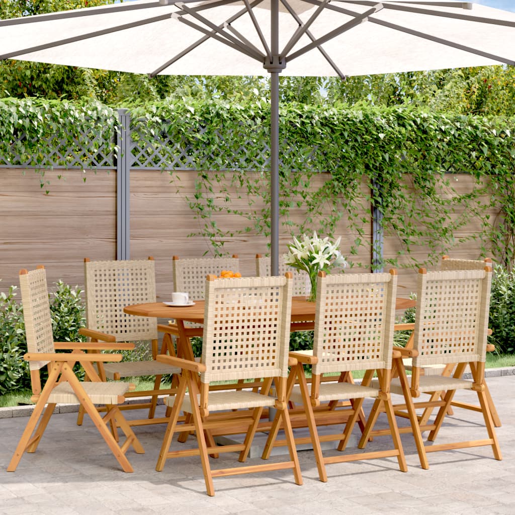vidaXL Tuinstoelen 4 st verstelbaar poly rattan en massief hout zwart