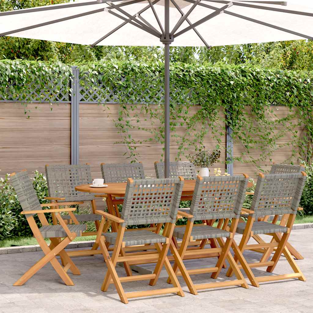 vidaXL Tuinstoelen 4 st inklapbaar poly rattan en massief hout zwart