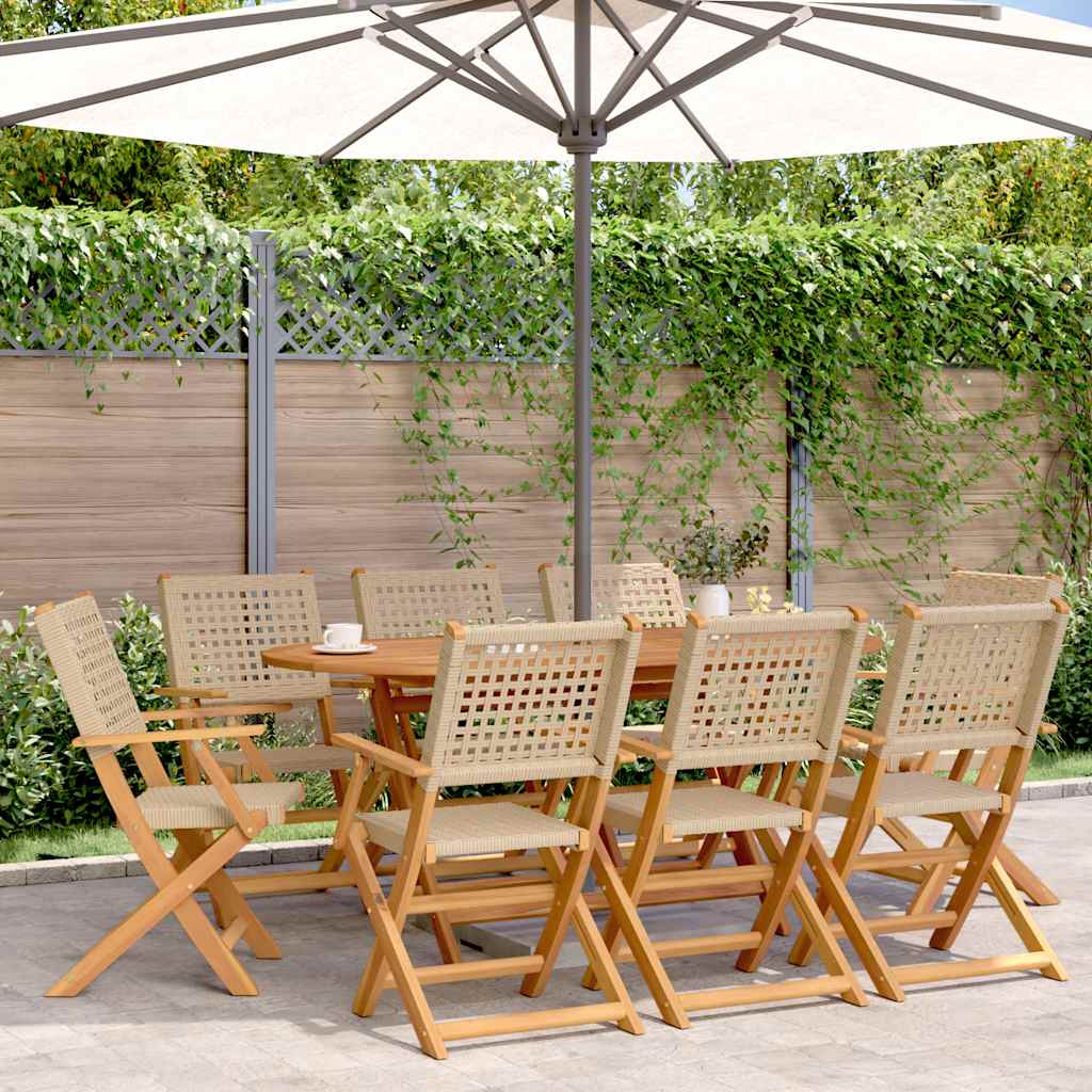vidaXL Tuinstoelen 4 st inklapbaar poly rattan en massief hout zwart