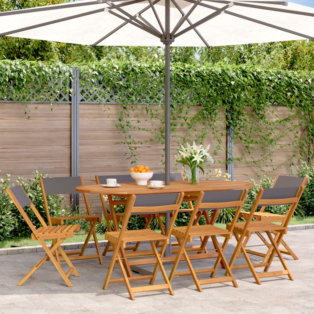 vidaXL Tuinstoelen 4 st inklapbaar massief hout en stof crèmewit