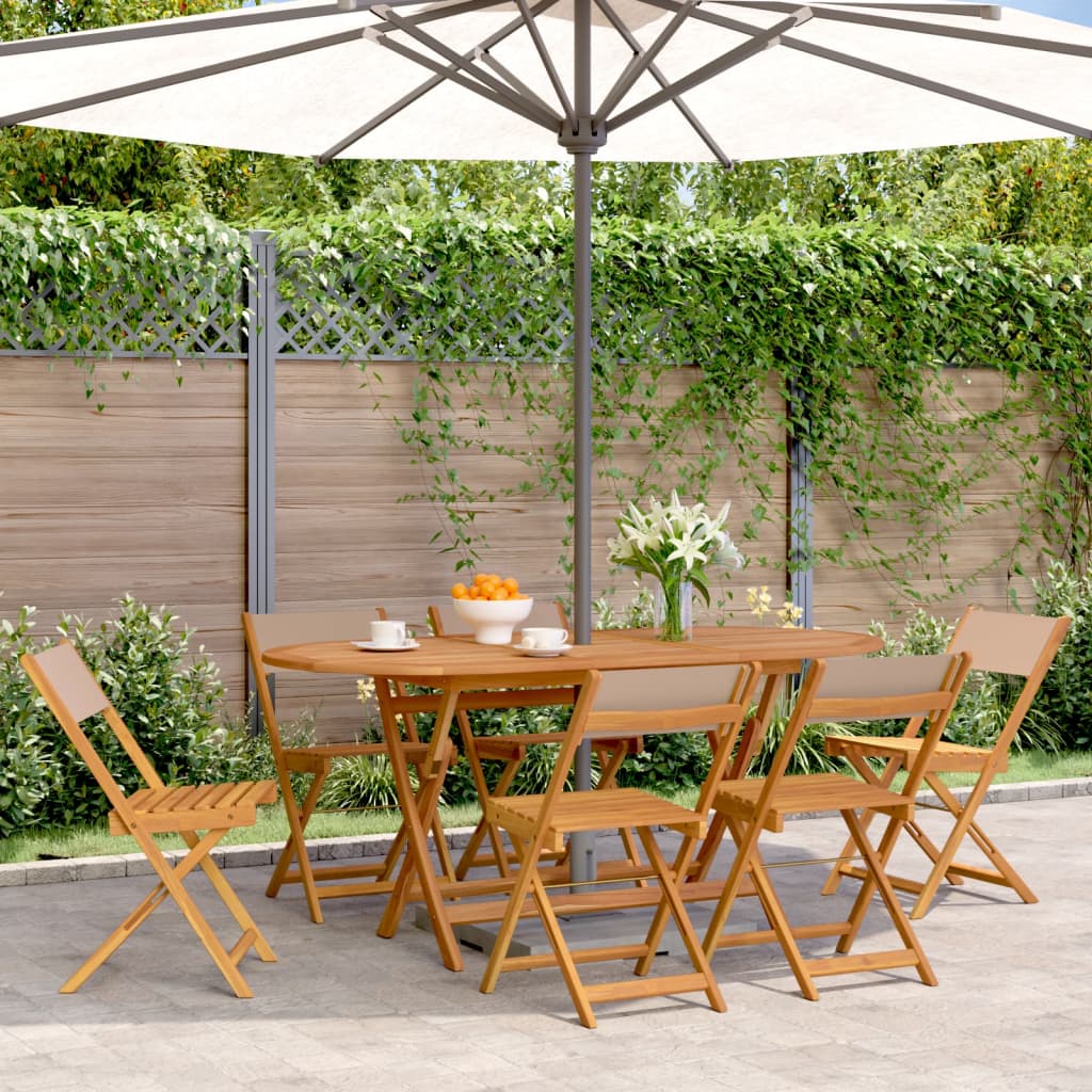vidaXL Tuinstoelen 4 st inklapbaar massief hout en stof crèmewit