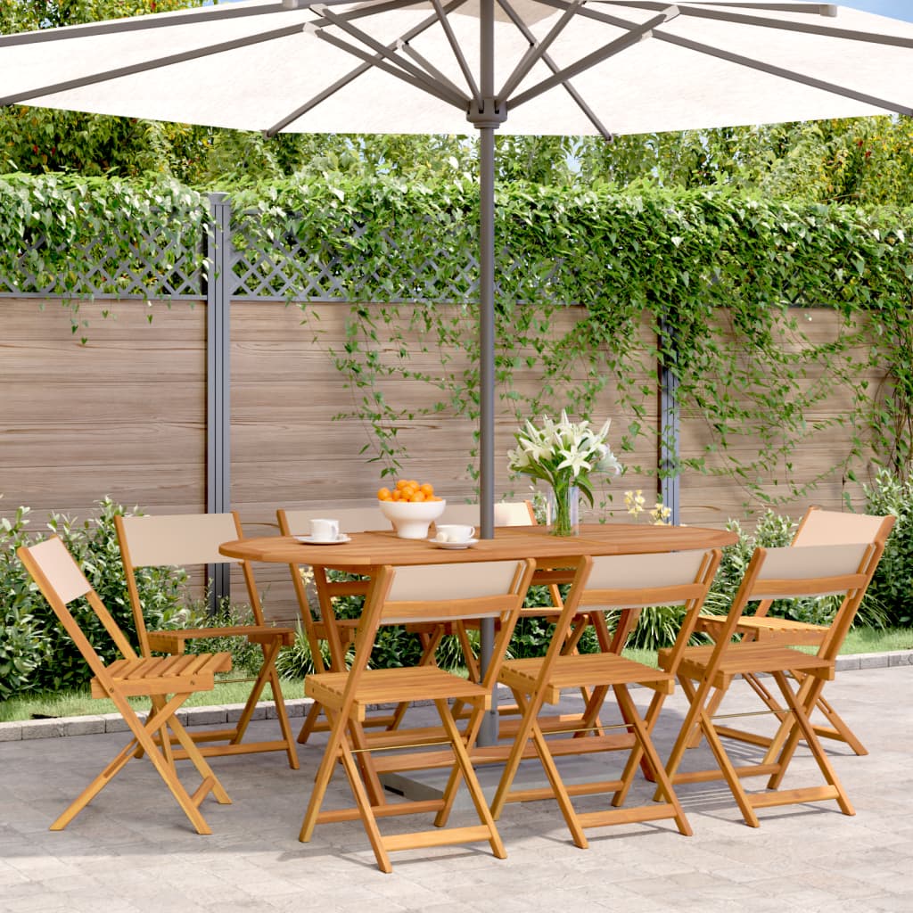 vidaXL Tuinstoelen 4 st inklapbaar massief hout en stof crèmewit