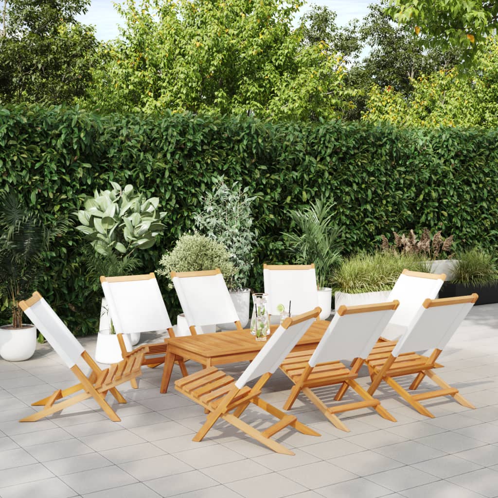 vidaXL Tuinstoelen 4 st inklapbaar massief hout en stof crèmewit
