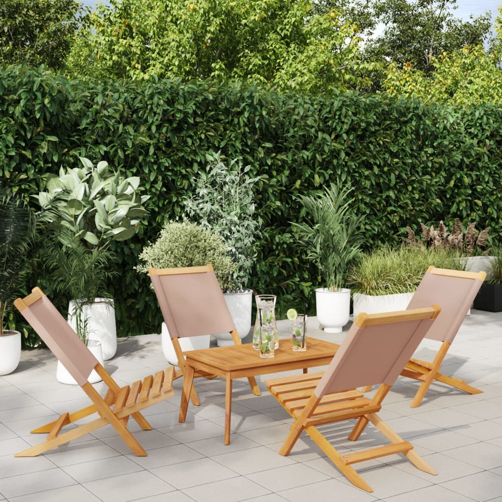 vidaXL Tuinstoelen 4 st inklapbaar massief hout en stof crèmewit