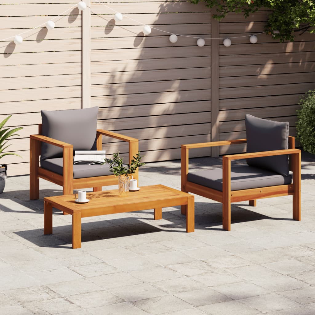 vidaXL 4-delige Loungeset met kussens massief acaciahout